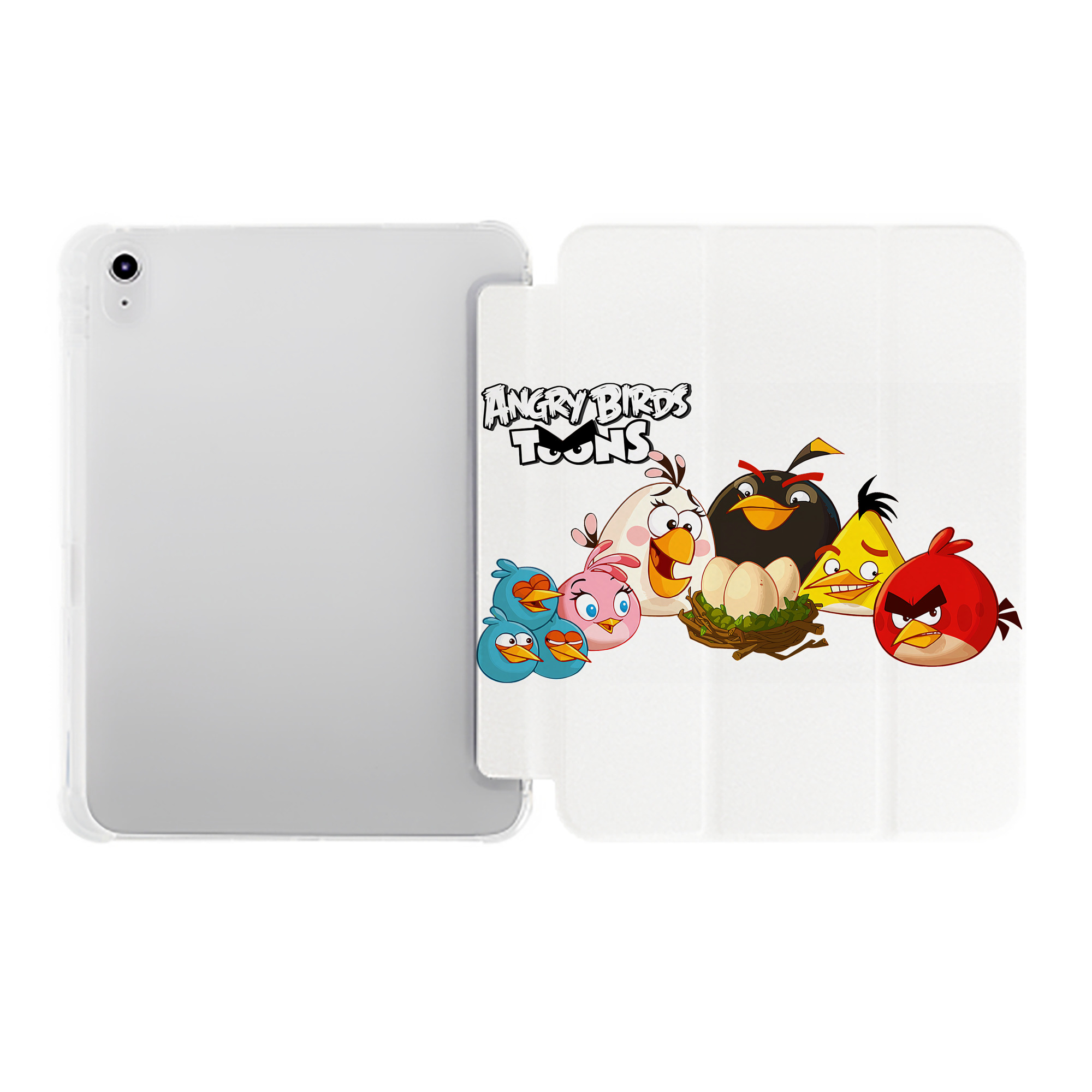 （画像用） Angry Birds アングリーバード IPad ケース ペン収納付き 三つ折りスタンド PUレザー×シリコン 対応機種9.5/10.5/10.9インチ